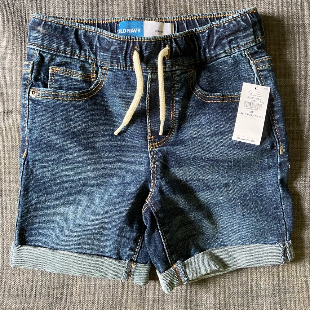 Old Navy Toddler Unisex Dark Wash Pull On Jean Shorts 3T